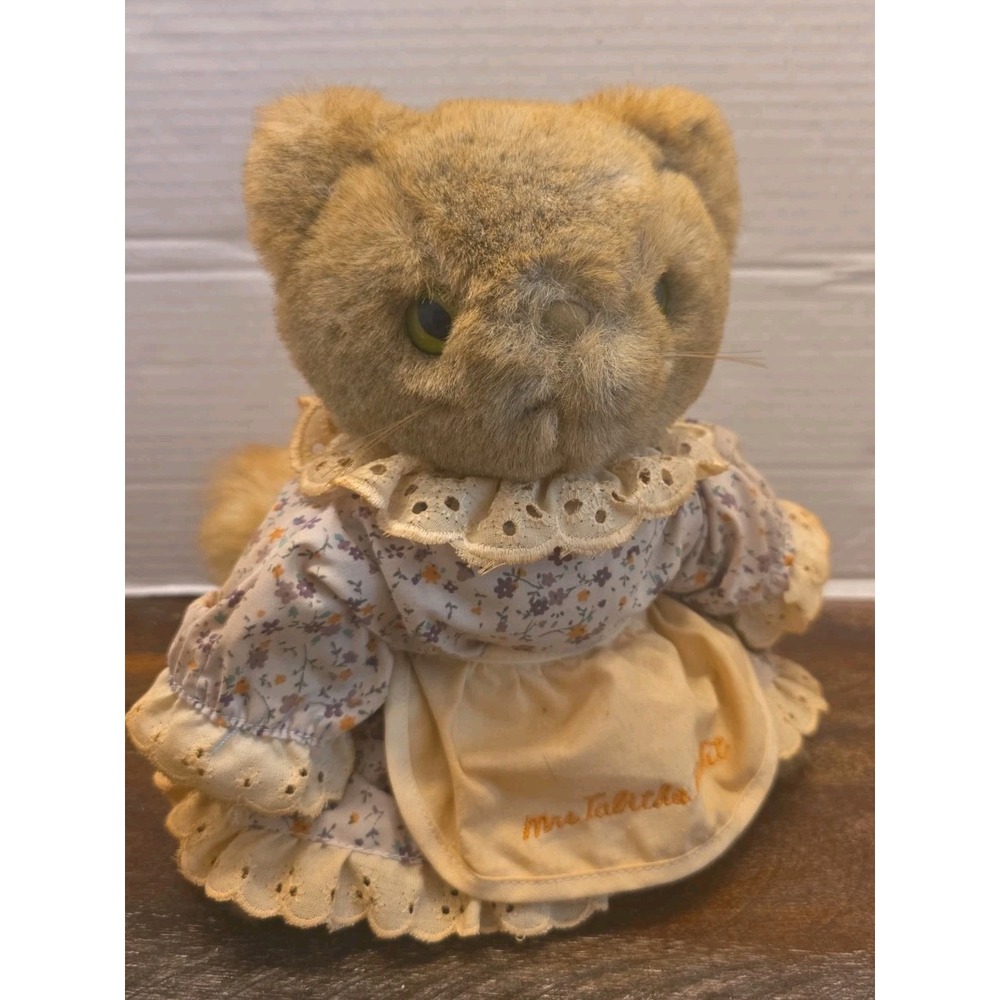 Vintage Eden Beatrix Potter Mrs. Tabitha Twitchit Cat Plush Korea Floral Apron